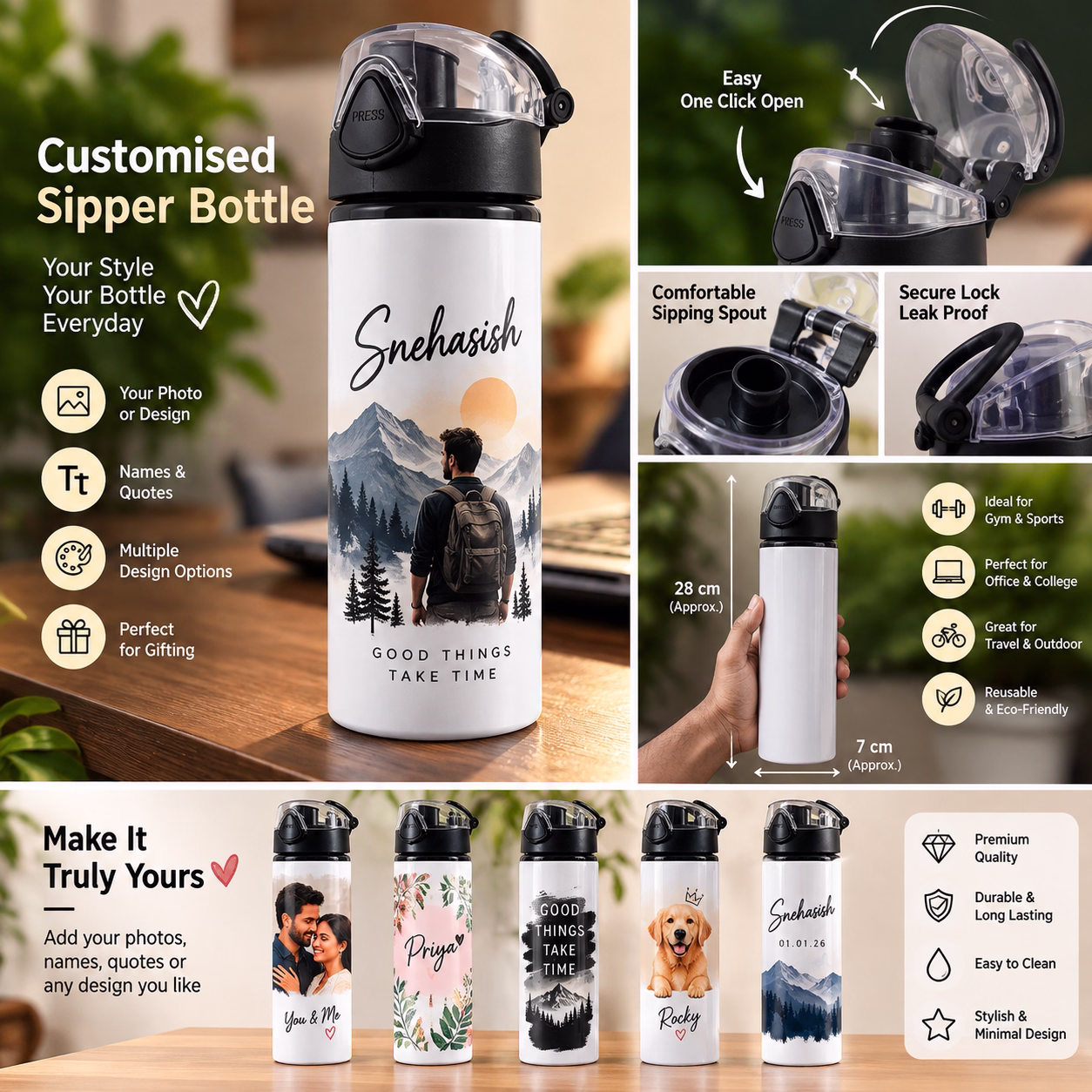Customised Shipper Bottle with Flip-Top Lid